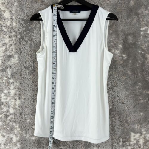 Tommy Hilfiger Size M Casual V Neck Top Sleeveless White Stretch Pullover - Picture 4 of 10