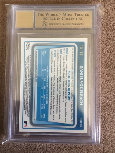 2011 Bowman Chrome Gold Refractor Daniel Vogelbach RC AUTO /50 BGS 9.5 METS - Picture 2 of 2