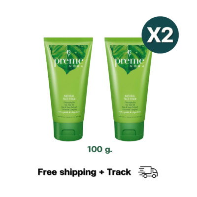 Preme Face Foam Nobu Natural Wash Deep Cleansing White Skin Teebaumöl 100g x2