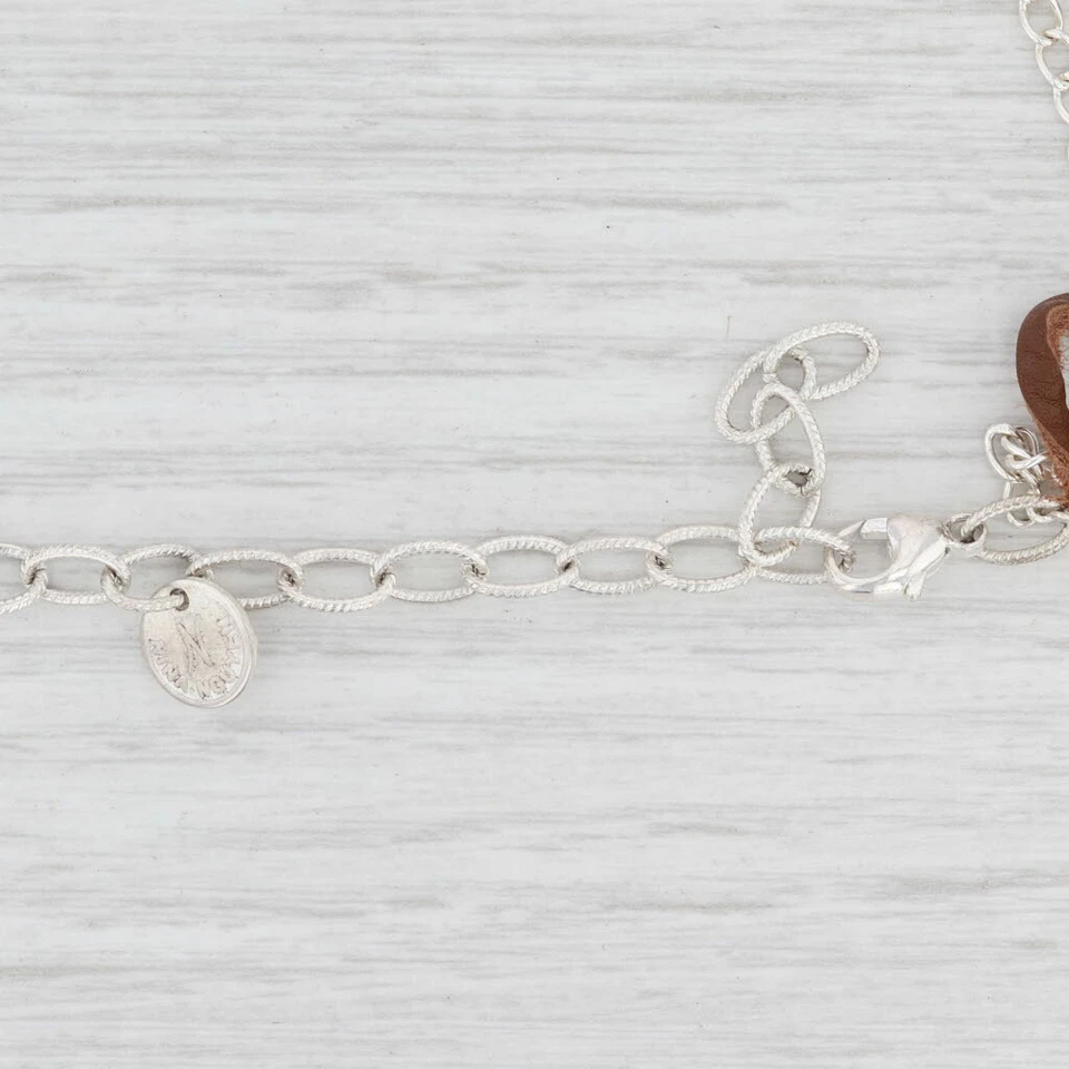 Nuevo Collar Nina Wynn Cordelia Tejido Cuero Marrón Cuarzo Druzy Foto 3 de 4