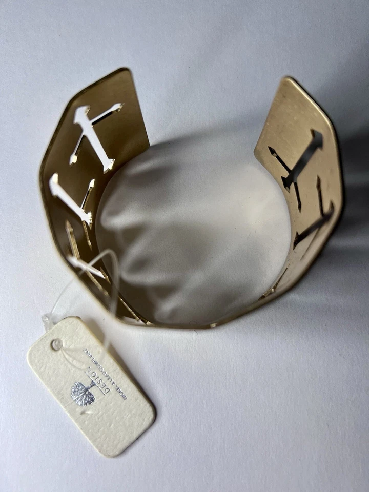 Pulseira de punho cruzado metal tom de cobre religiosa cristã nova joia 14p - Imagem 4 de 4