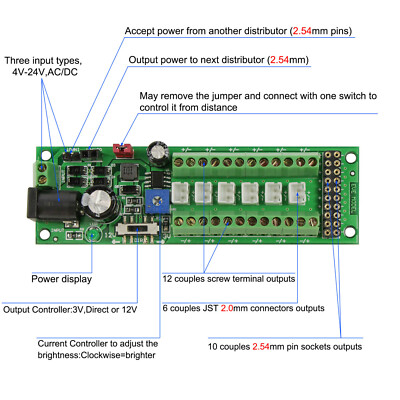 Power Distribution Board Self-adapt Power Distributor+Accessory LED Light Hub