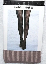 Attention Women's Nude Ribbed Control Top Fashion Tights 1 Pair -  S/M-M/L