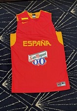 Spain National Team Basketball Jersey Nike San Miguel Red Gold Size M España