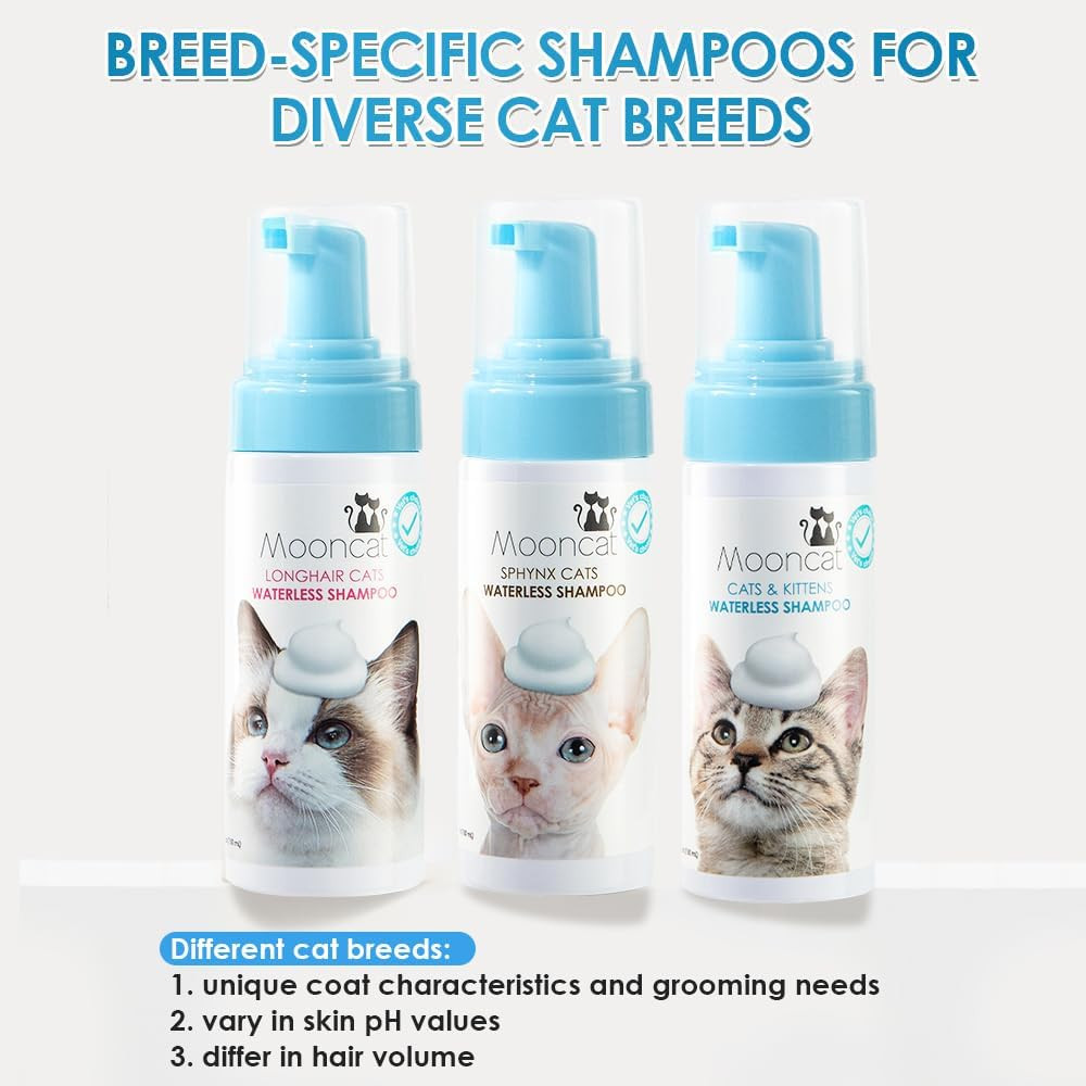 Waterless Cat Shampoo+Cat Brush, Licking Safe Dry Shampoo for Cats, No Rinse Foa