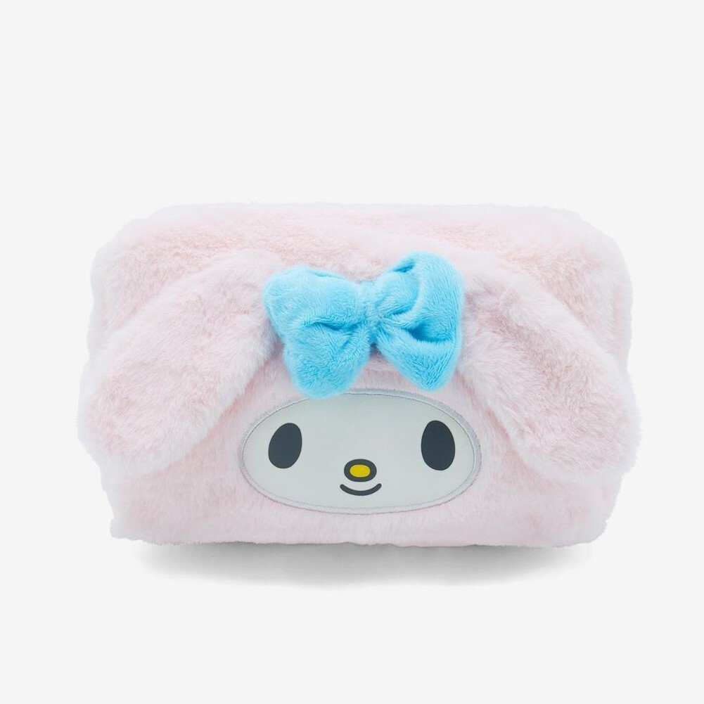 Sanrio My Melody Pink Fuzzy Plush Makeup Cosmetic Bag Brand New with Tags  NWT