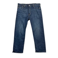 Levis 505 Jeans Mens 40 Blue Straight Leg Stretch Cotton Regular Fit Whiskered