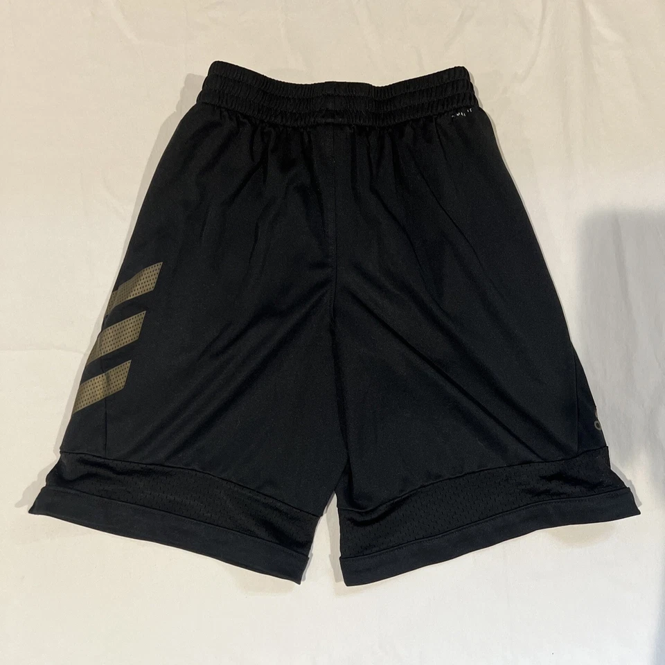 Pantalones Cortos Atléticos Adidas Juveniles Medianos Negro y Dorado Clima 100% Poliéster Usados en Excelente Condición Foto 3 de 4