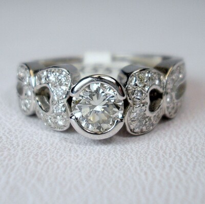 0.55 ct Round 0.97 ct tw Natural Diamonds 14K White Gold Ring Was $3,950 Video