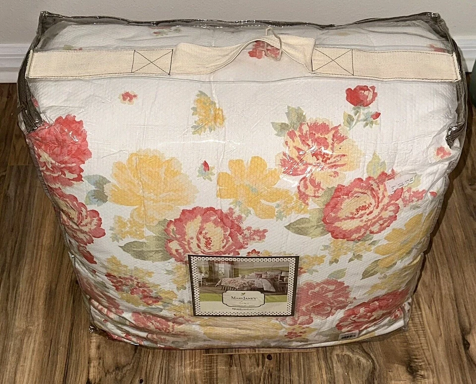 Juego de edredón de 4 piezas Mary Jane’s Farm Vintage Rose Queen Farmhouse Shabby Chic Foto 3 de 4