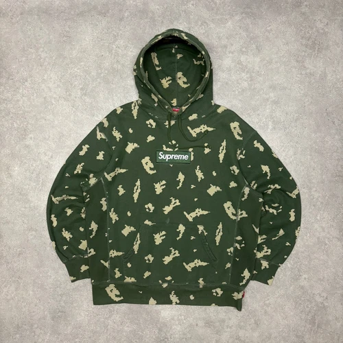 Pull à capuche Supreme Green Digital Camo Box Logo (L)