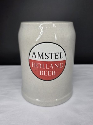Vtg Amstel Holland Beer Mug Ceramic Stein Heavy Pub Bier Barware EU Brewery