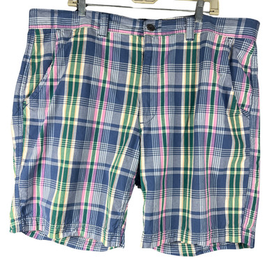 St. John's Bay Men s Size 42 Plaid Flat Front Bermuda Shorts Preppy
