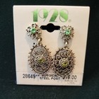 Vintage Filigree Green Rhinestone Drop Earrings – Antique Style Dangle Earrings
