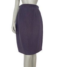 KARL LAGERFELD Linen Silk Skirt in DARK LAVENDER Vintage 80s 90s Sz 12 M Suit