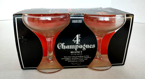 Vtg Anchor Hocking 4 Champagne Glasses Original Package Halloween Decor Haunted