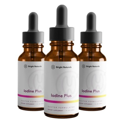 Bright Naturals Iodine Plus - Kelp-Based Liquid Supplement Supports Thyroid -...