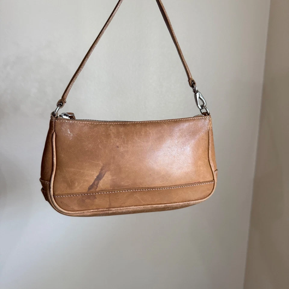 Винтажный тренер Demi 7785 коричневый кожаный наплечная сумка багет Дамская сумка торговый центр - Изображение 2 из 4