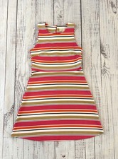 Michael Kors Dress Striped Tan, White & Pink Sleeveless Fit & Flare Size M