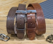 Handmade Full Grain Buffalo Leather Belt 1.5 Wide Made in USA Custom Buckle