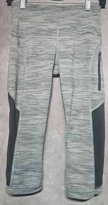 Lululemon Leggings Womens 4 Sun Runner Crop Gray Black Heathered 4-pocket
