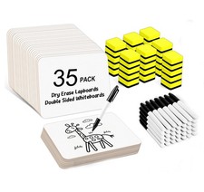 HERKKA 35 Pack Double Sided Dry Erase Lapboards 9x12.5 in with Markers Erasers