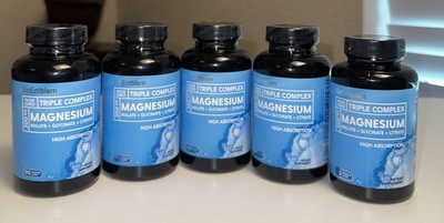 Lot Of 5 BioEmblem TripleComplexMagnesium Malate Glycinate Citrate 90 Caps Vegan