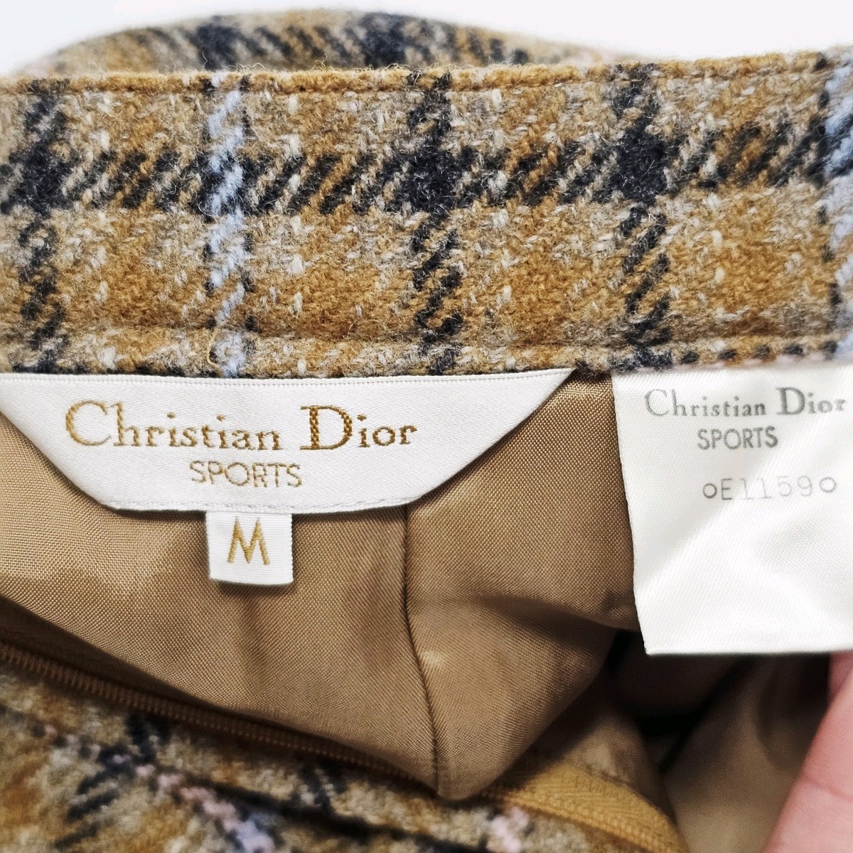 Christian Dior Sport Sz M Beige Checked Polyester Linen
