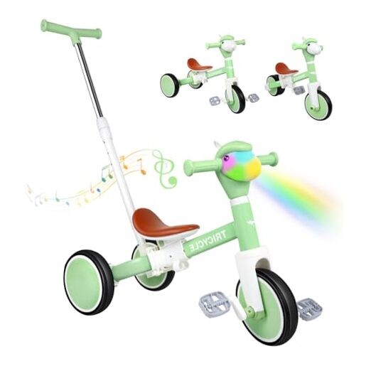 Tricycle for Toddlers 1-3 Year Olds, 5 in 1 Toddler Balance Bike 2 Light Green