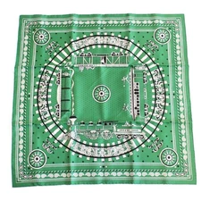 HERMES Carr 55 Scarf Bandana All Aboard 100 Silk Green Ioki  Shop