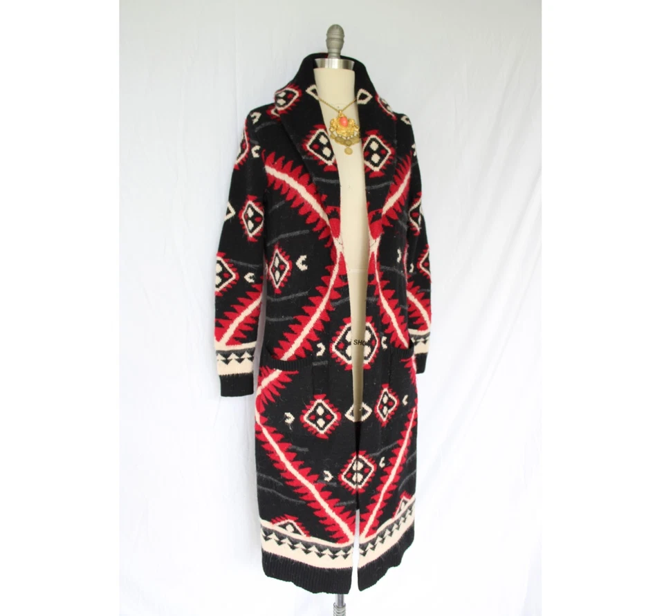RALPH LAUREN wool tribal Aztec Duster long cardigan sweater coat Southwestern S - Image 2 of 4