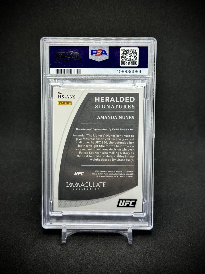 Amanda Nunes 2021 Panini Immaculate UFC Signatures Gold /10 SSP PSA 9 Mint - Image 3 of 3