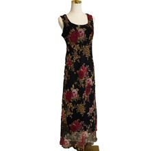 VTG Y2K BELIEVE Whimsigoth Floral Maxi Dress Sheer Lined Sleeveless 90s Grunge 8