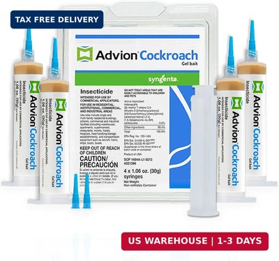 Advion Cockroach Gel Bait, 4 Tubes x 30-Grams, 1 Plunger and 2 Tips, German Roac