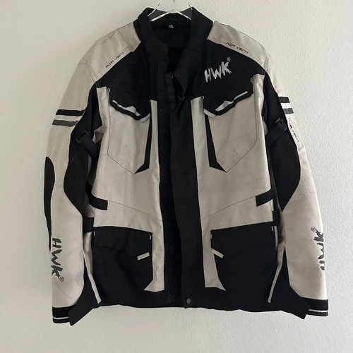HWK Motorcycle Jacket Mens XXL Grey Black Padded Armor Vent Biker Touring video thumbnail