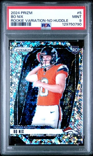 2024 PANINI PRIZM ROOKIE VARIATION NO HUDDLE PRIZM #5 BO NIX ROOKIE RC PSA 9