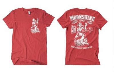 Moonshine Express M2 T-Shirt ROT FB Whiskey Rockabilly Redneck Vintage Rebel