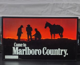 Vintage 1990's Come To Marlboro Country Tobacco Cigarette Advertising Light Sign