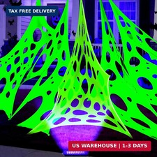 Glow in The Dark Green 1000 Sqft Uncut Giant Spider Web Halloween Decorations Ou