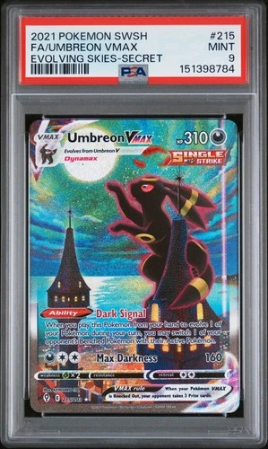 2021 POKEMON SWORD & SHIELD EVOLVING SKIES SECRET FULL ART/UMBREON VMAX PSA 9