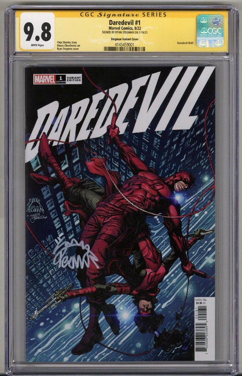 DAREDEVIL #1 CGC 9.8 SS SIGNED RYAN STEGMAN VARIANT COVER LOW POP
