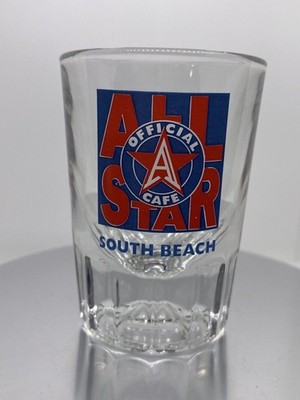 ALL Star Cafe Shot Glass SOUTH BEACH  Miami Double Shot Heavy Thick Glass