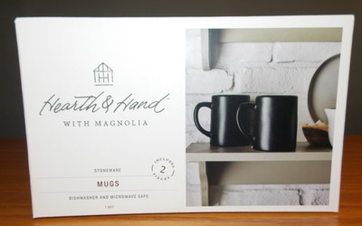 NEW NIB Hearth & Hand Magnolia 16oz Solid Matte Black Stoneware Mugs Set of 2