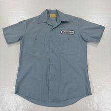 Vintage Workwear 60's Duraclean Employee Shirt Men's S Blue SS Button Up Patch