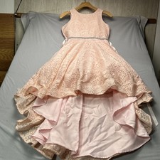 Rare Editions Sequin Lace Sleeveless Hi-Low Dress Big Girls 14 Back Zip