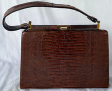 Vtg 50s/ 60s..Genuine Reptile Alligator Lizard Leather Handbag Purse