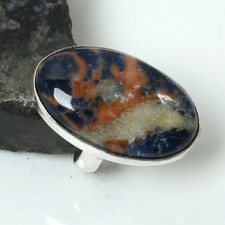 Anello etnico fatto a mano pietra preziosa sodalite gioiello per unisex misura USA-5,75 AR 15893