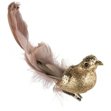 Northlight 6.75in Gold Sequined and Glittered Clip-On Bird Christmas Ornament