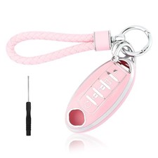 5 Button Key Fob Cover with Key Chain,TPU Car Key Cover for All For Nissan