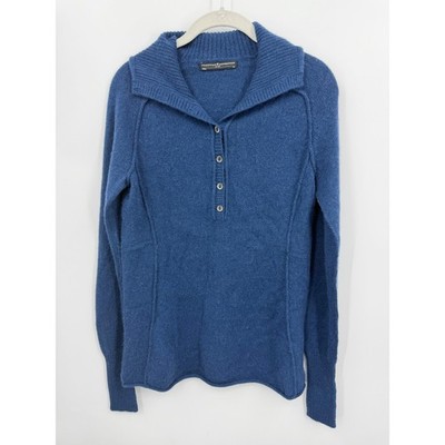 Peruvian Connection Brimfield Sweater Womens XS Blue 100% Royal Alpaca Henley